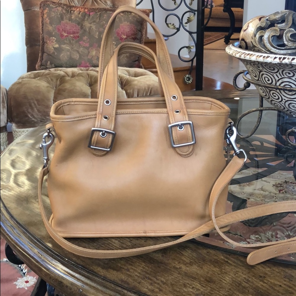 COACH Classic Tan Leather Cross Body Satchel Bag